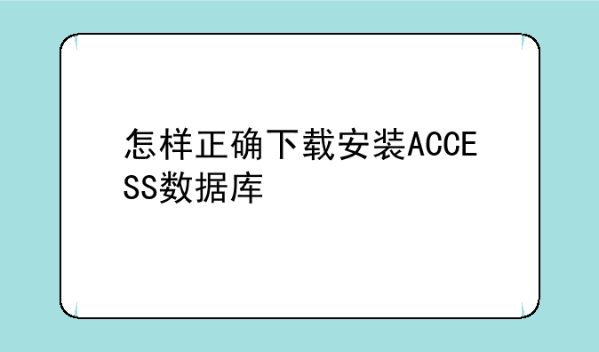 怎样正确下载安装ACCESS数据库