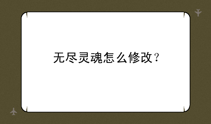 无尽灵魂怎么修改？