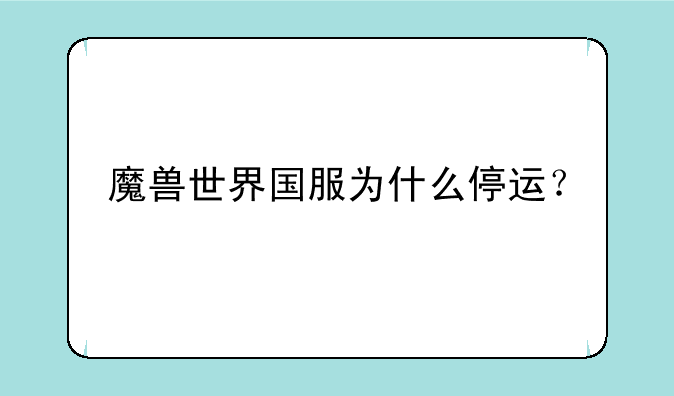 魔兽世界国服为什么停运？
