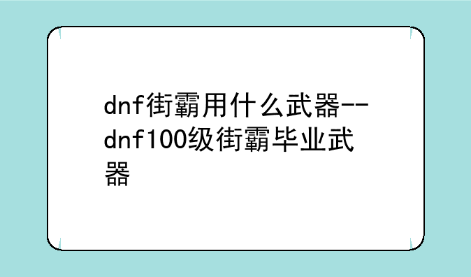 dnf街霸用什么武器--dnf100级街霸毕业武器
