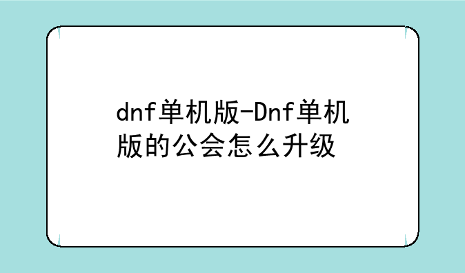 dnf单机版-Dnf单机版的公会怎么升级