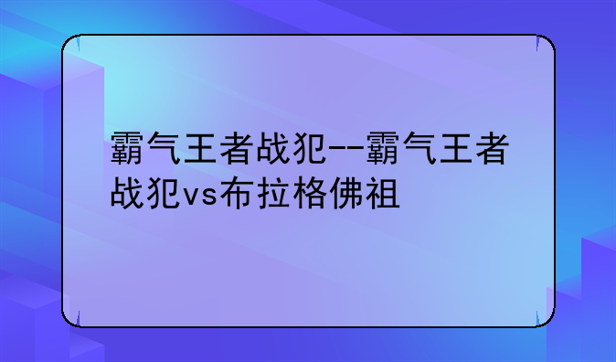 霸气王者战犯--霸气王者战犯vs布拉格佛祖