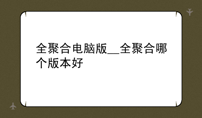 全聚合电脑版__全聚合哪个版本好